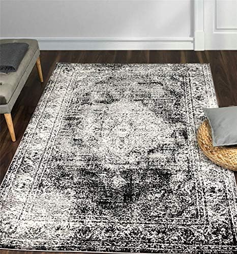 A2Z Rug Vintage Traditional Design Santorini Collection Area Rugs Black 5'5'' x 8