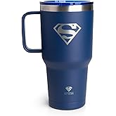 Smartshake DC COMICS Bohtal Nomad Tumbler, 900ml / 30 oz, Keeps Drinks Hot for 4 Hours & Cold for 8 Hours, Double-Wall Vacuum, Fits Cupholders, Portable Tumbler (Superman)
