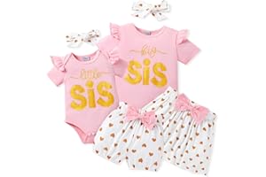 FAMIHAO Big Sister Little Sister Matching Outfits for Girls Baby Toddler Girl Clothes Skirt Set 3Pcs
