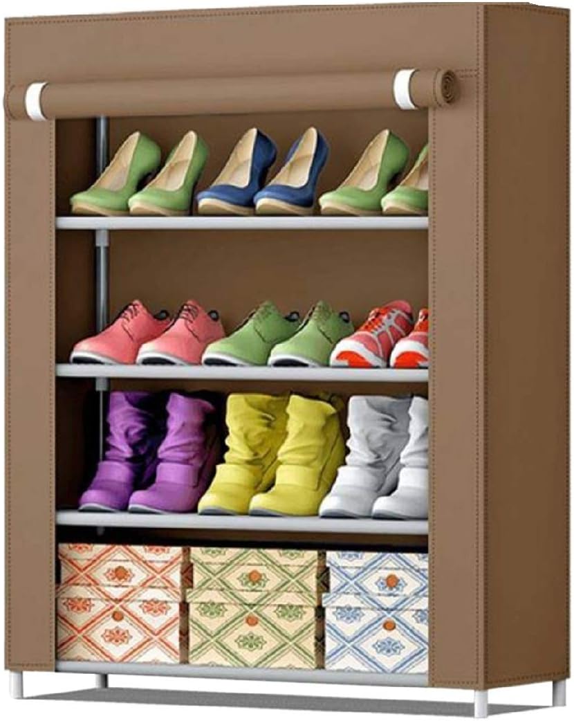 Sattva Foldable Shoe Cabinet/ Shoe Rack 4 Shelves - Brown