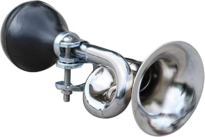 TRIXES Retro Bicycle Horn Bugle Hooter Chrome Fits Most Handlebars