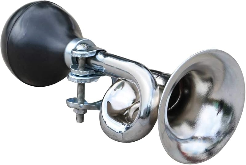 TRIXES Retro Bicycle Horn Bugle Hooter Chrome Fits Most Handlebars