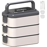 Kenuket Stackable Bento Box Adult Lunch Box, 3000ML Large Capacity On-the-Go 3 Layers, Leakproof Microwave Safe Lunch Containers with Utensil Set, Dividers, Sauce Boxes for Kids and Adults