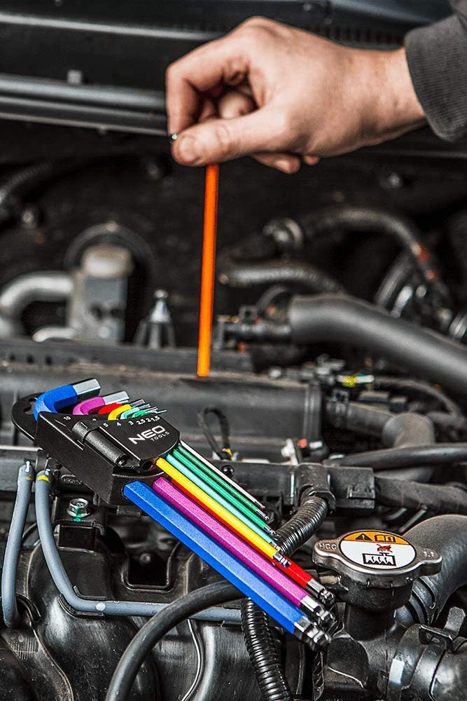 NEO 09-512 Rainbow Extra Long Hex Key Set including Holder (9-Piece) - Image 4