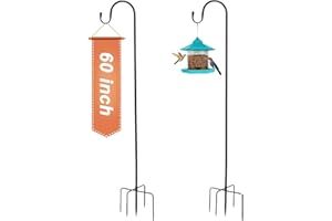 Starhoo Shepherds Hooks for Outdoor 60 Inches Bird Feeder Pole Heavy Duty Hanging Plant Stand for Outside Metal Garden Hook 2 Pack