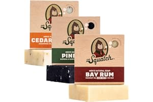Dr. Squatch All Natural Bar Soap for Men, 3 Bar Variety Pack, Pine Tar, Cedar Citrus and Bay Rum