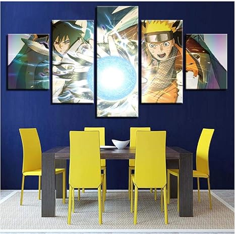 Amazon Co Jp ウォールアートhdナルトアニメ写真リビングルーム5パネルキャンバスアートワークハウスモダンな装飾ジクレー額縁ハングポスターやプリント 木製フレーム付き ホーム キッチン