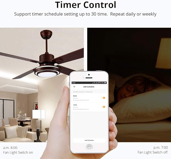 BENEXMART Smart WiFi Switch para fan light Compatible con Alexa Google Home Smart Life App Control