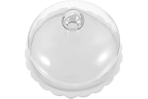 SEWCHICS Ceramic Cake Stand with Glass Dome Cover, 10-inch Embossed Dessert Tray for Party Serving