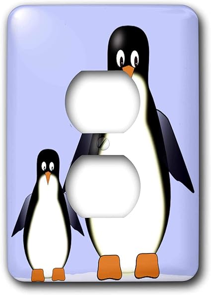 3drose Lsp 518 6 Mama And Baby Penguin Cartoon 2 Plug Outlet Cover Outlet Plates Amazon Com