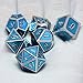 Polyhedral Metal dice Complete Set of 7 Chromium Transparent Light Blue for Dungeons and Dragons MTG RPG Role Playing Table Game