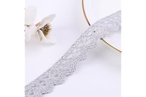 DYSHIPEN 30Yards Lace Ribbon 0.7Inch Wide Multi-Colored Lace Edge Trim for Sewing,Crochet Lace for Craft,Costume or Jewelry and Sewing (Grey)
