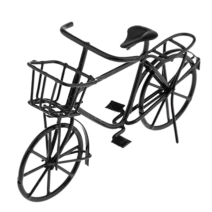 MagiDeal 1/12 Dollhouse Miniature Furniture Black Metal Bicycle Fairy Garden Decor