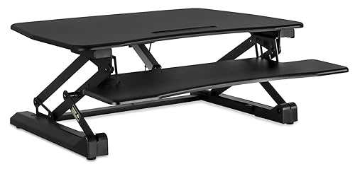 Mount-It! Electric Standing Desk Converter | Motorized Sit Stand Desk with Built in USB Port | Ergonomic Height Adjustable Workstation | Black (MI-7927E)