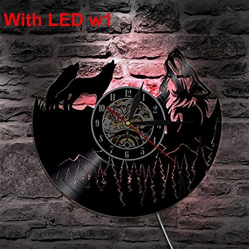 Wolf Animals LED Lighting Color Changing Wall Clock Light Remote Control LED Backlight Modern Cool Interior Decor