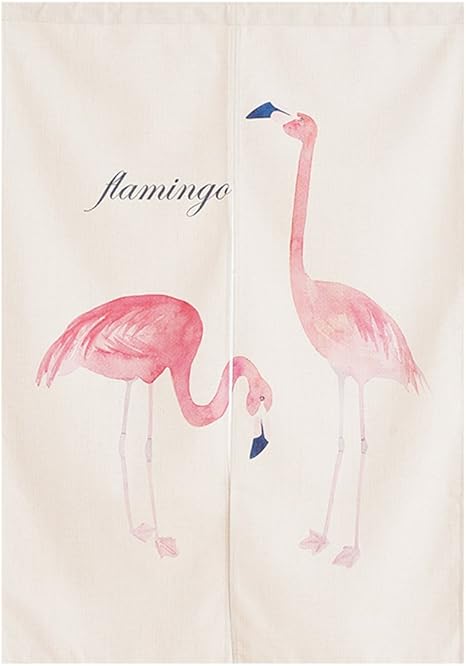 お買い求めしやすい価格 Baiht Home のれん 暖簾 綿麻混 動物 植物シリーズ フラミンゴ おしゃれ 室内インテリア 幅85cm 丈1cm 突っ張り棒付き 期間限定価格 Sportunia Com