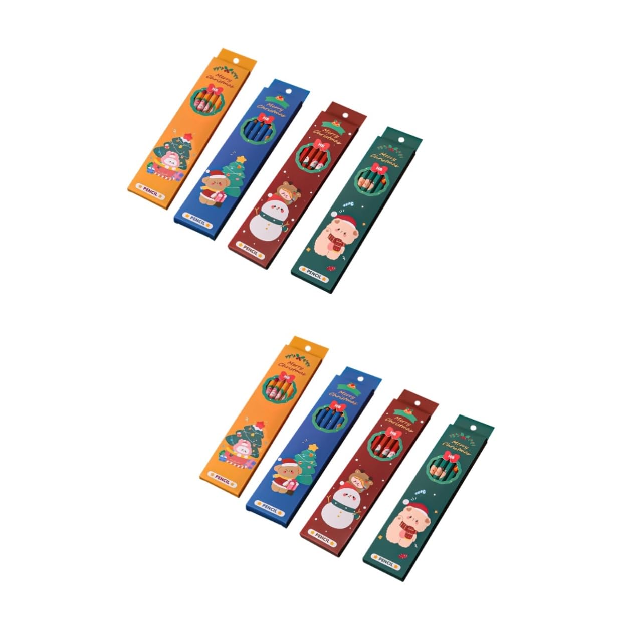 Operitacx 48 Pcs Christmas Pencil Cylinder Wood Pencils Students Pencils Christmas Party Bag Fillers Eraser Tipped Pencils Pencil for Kids Premium Wood Pencils Child Poplar Major Accessories