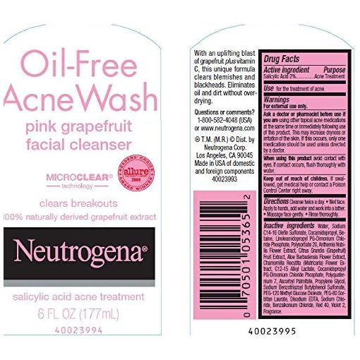 neutrogena oil free acne wash pink grapefruit ingredients