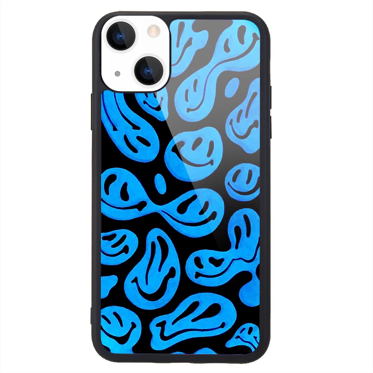 MAYCARI Aesthetic Blue Funny Face Printed Phone Case Compatible with iPhone 13 Pro Max 6.7'', Hard Back Case with Soft TPU Bumper for Girls Boys Men Protective Phone Case for iPhone 13 Pro Max — image 1
