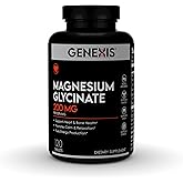 Genexis Magnesium Glycinate 200mg – High Absorption Magnesium Supplement – Supports Heart, Bone & Muscle Health, Promotes Calm & Relaxation, Fuels Energy Production – 120 Tablets