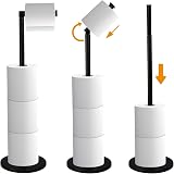 Crystals Free Standing 2-in-1 Toilet Roll Holder Black Stainless Steel view 3