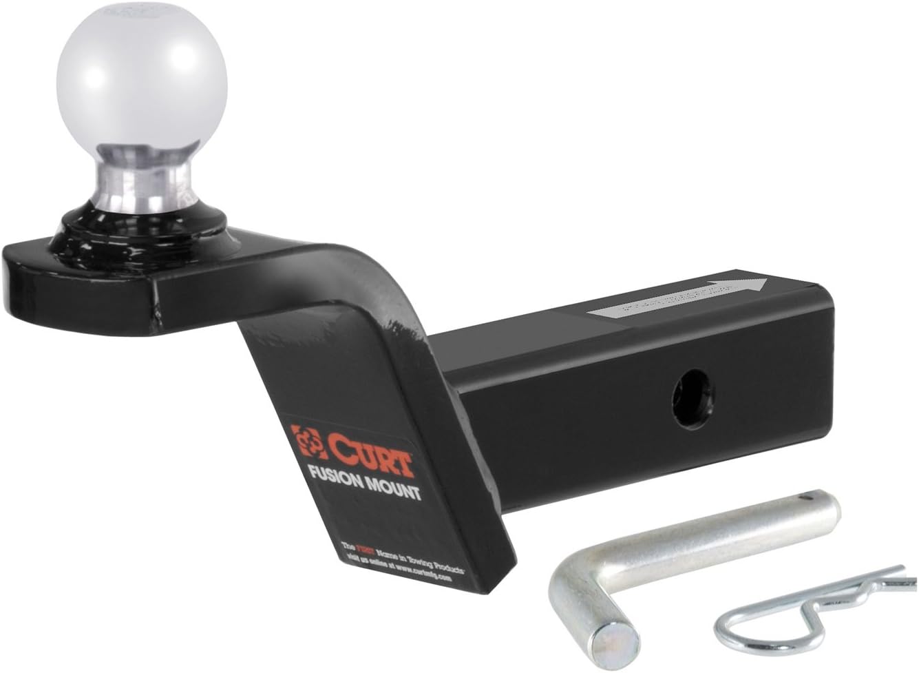 CURT 45155 Fusion Trailer Hitch Mount with 2-Inch Ball & Pin, Fits 2-In Receiver, 7,500 lbs, 2" Rise: Automotive