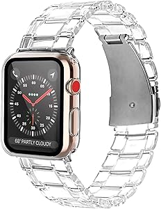 ZXK CO Compatible Apple Watch Band 42mm with Case Screen Protector, Sport Bands Replacement Strap Full Protective Case for iWatch Series 3 Series 2 Series 1 (Crystal Clear)