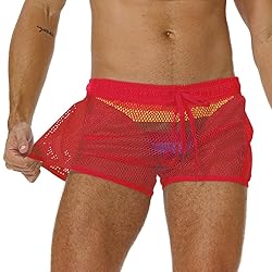 FIROTTII Mens Mesh Shorts Sexy Boxers See Through