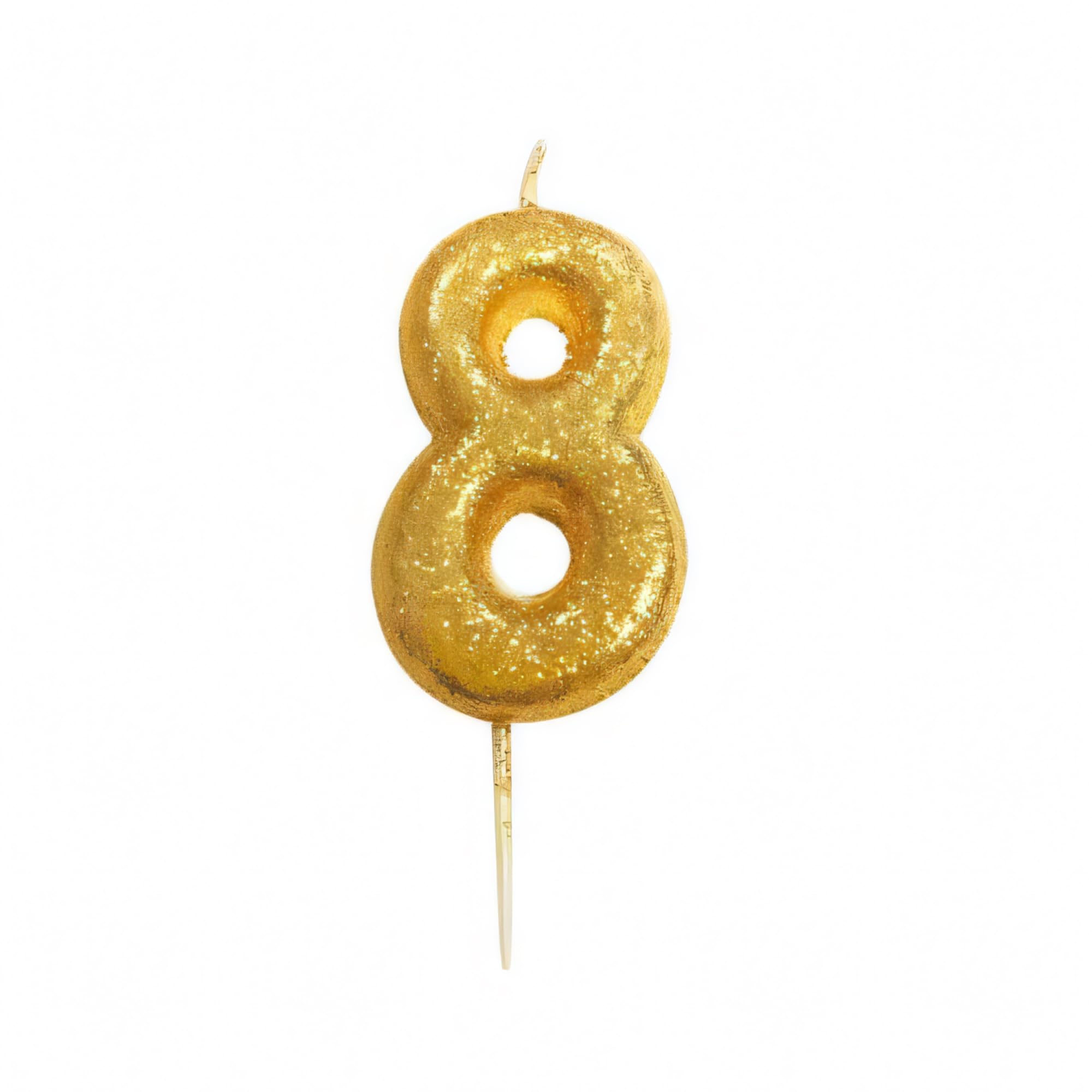 Anniversary House Metallic Gold Glitter Number 8 Cake Candle for Birthday and Anniversary Decorations - Elegant Birthday Candle for Cake - Stylish Gold Number Candle Topper 7 cm