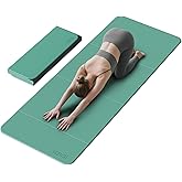 Foldable Yoga Mat Extra Thick & Large (74" x 31.5" x 0.32"), Double-Sided Non Slip & Lightweight Fitness Mat, 8mm Thick Wide Exercise Mats for Woman Man Kids, Portable Workout Mats for Travel, Studio or Home Use