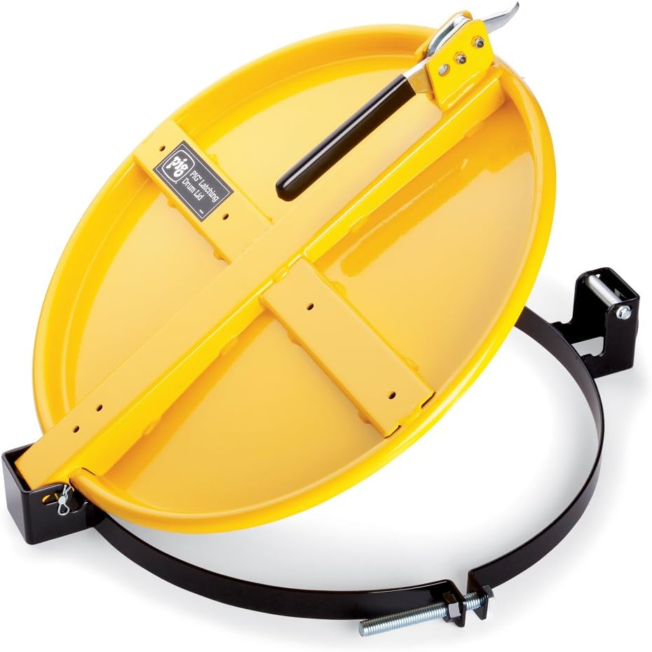 New Pig DRM821 Latching Drum Lid, 22-3/4" Length x 19-1/4" Width x 4-3/8" Height, Yellow, For 20 and 30 Gallon New and Reconditioned Open-Head Steel Drums