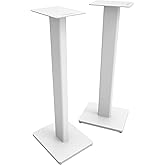 Kanto ST28 28” Universal Floor Speaker Stands for Bookshelf Speakers up to 30 lbs | Improved Sound | Hidden Cable Management | Timeless Design | Pair | White w/White MDF Base
