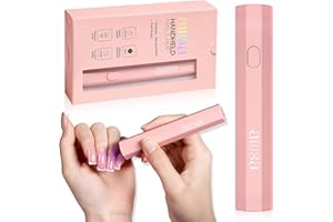 AILLSA Handheld UV Light for Gel Nails, Flash Cure LED Nail Lamp, Mini Portable Cordless for Fast Drying Home Salon (Pink)