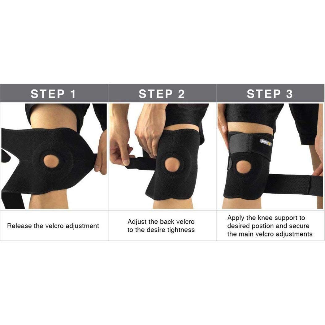 Knee Brace for Running, Meniscus Tear, Arthritis - ACL, Runners Knee, Basketball, Volleyball, Pain & Injury. Comfortable Neoprene Knee Support w/Spring Stabilizers, Patella Protector to Relieve Pain