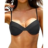 Tempt Me Women Underwire Bikini Top Push Up Bathing Suit Bra Sized Ribbed Swimsuit Top Only
