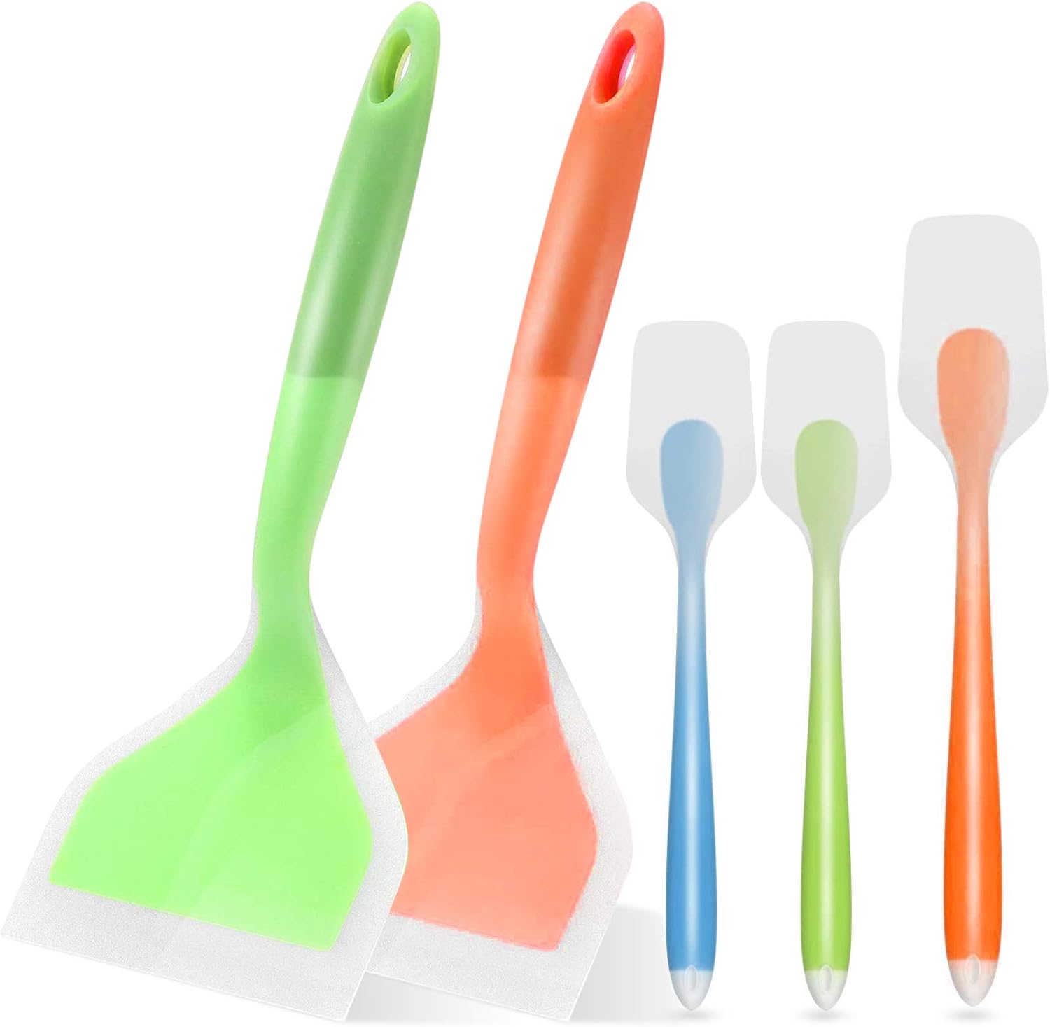5 Pack Silicone Pancakes Shovel Wide Spatula Turner Flexible Silicone Spatulas Silicone Wide Turner Nonstick Fried Shovel Spatulas for Cookware Egg Cookie Omelette