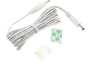 EShine Interconnect Cable - Male to Male, 3.5mm x 1.35mm, for LED Under Cabinet Lighting with Wire Clips (3.3ft, White)