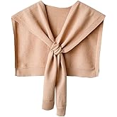Women's Casual Knit Sweater Shawl Wrap Tied Detachable Fake Collar Triangle Knotted Shawls Travel Cape Shoulder Tops