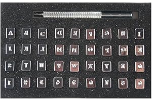 OWDEN Professional 37 Pieces Leather Stamping Tool Set (1/8 Inch, 3.2 mm Tall),Number and Alphabet Stamp Leather Tools.