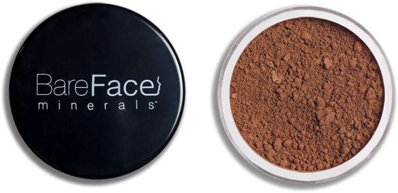 Bare Face Minerals Full Coverage Mineral Foundation | Long Lasting | Oil Free Loose Powder Foundation | Rosacea Burns Freckles Acne Makeup Solutions | 8g NET (Hazelnut)