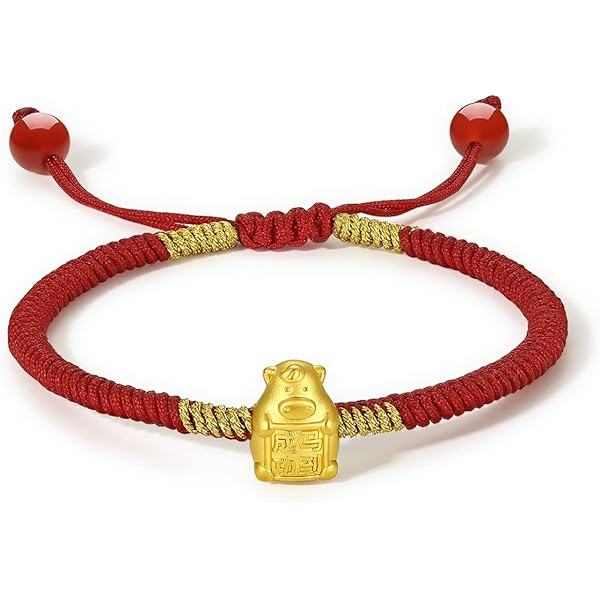 ZHOU LIU FU Pulseras De Cuentas De Oro De 24 Quilates Con Dije De Conejo Del Zodiaco Chino, Pulsera Curativa De Cuarzo Rosa, Joyería Para Mujeres, Mamá, Hija, Aniversario, Cumpleaños, 17/19 Cm