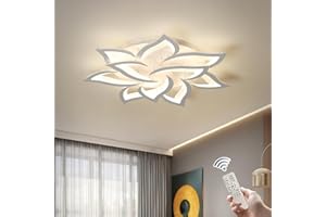 Garwarm Dimmable LED Ceiling Light, 72W Modern Acrylic Flush Mount Ceiling Lamp with Remote Control Metal Flower Shape Chande