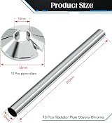 Apragaz 10Pcs Radiator Pipe Covers 15mm x 200mm and 16mm Collars Chrome view 2