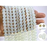 Pamir Tong 500PCS 8mm Milky White Glass Round Beads Bulk,Imitative Jade Beads Kit, Bracelet Space Loose Beads for Jewelry Making Earring, Necklaces, DIY Crafts & Gifts #351