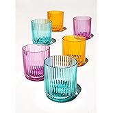 Abode Homewares Mesa Premium Acrylic Drinkware Indoor/Outdoor, Tumbler/Double Old Fashioned, Mulit-Color, 15 oz, Set of 6