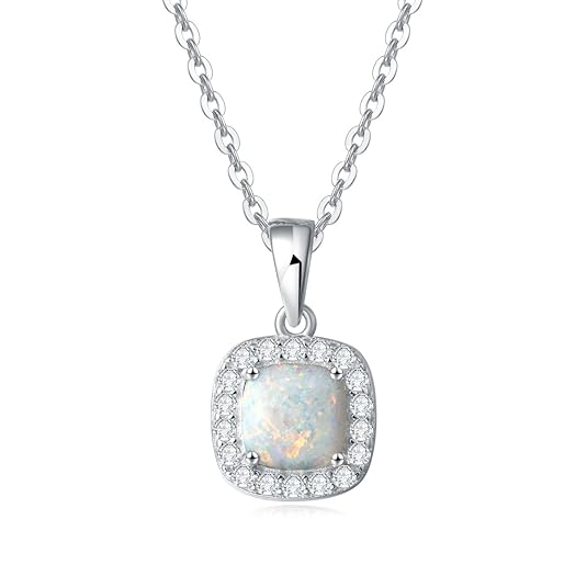 Weiß Opal Anhänger Kette / Ohrringe Ohrstecker aus 925 Sterling Silber für Frauen Mädchen Baby Kinder