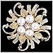 LAYs 1pc Camellia Pearl Rhinestone Brooch Pin Vintage Women Jewelry Gifts Accessories (Gold)