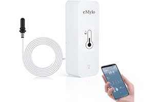 CHATTHEN eMylo Aquarium Thermometer, Smart Fish Tank Thermometer App Monitor, Free Data Export Fahrenheit/Celsius(℉/℃), WiFi Hygrometer for Babyroom, Greenhouse, Fish Tank, Refrigerator, White 1 Pack