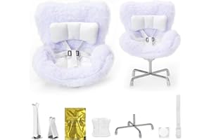 PARAQUIP Car Seat for Dolls 10-17cm, Cute Doll Accessory with Soft Furry Cushion, Air Vent Clip & Desktop Stand, Display Sofa for Blind Box Labu Fans & Collectors, Functional Car Ornament (Purple)