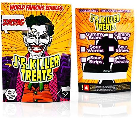 EMPTY J's Killer Treats Retail Ready 5 x 7" Mylar Bags for Edibles by Shatter Labels MB-017 (50)